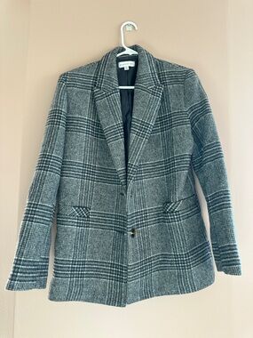 Something Navy Gray Plaid Blazer Jacket